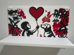 Street Art Boy & Dog Wall Shelf