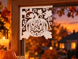 Spooky Jack O Lantern Window Corner Decor
