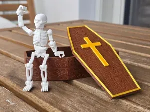 Coffin / box with poseable skeleton for Halloween