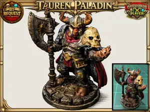 Tauren Paladin (Ver 3):DnD D&D Pathfinder Mini