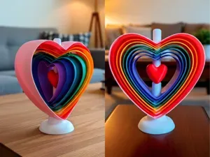 Kinetic Rainbow Heart Sculpture