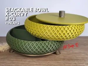 Stackable Bowl Tray - X-Curvy 03 + Inlays