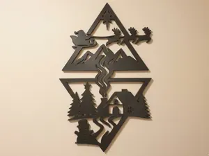Large Two-Part Winter Village Wall Art (25×39cm)
