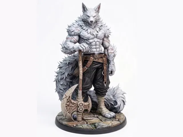 Lupin/Wolffolk Barbarian D&D Miniature (45mm)