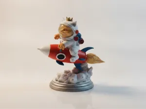 Tiny Astronaut Cat Riding Rocket STL | Model