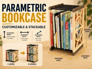 Parametric Bookcase – Customizable & Stackable