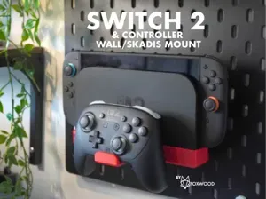 Switch 2 Dock & Controller Wall/Skadis mount
