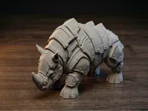 Armored Rhino Figurine - Tabletop Beast Model