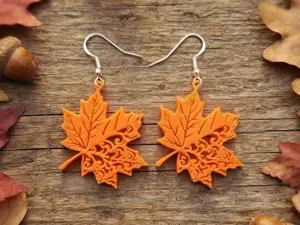 Solid & Decorative Hybrid Maple Leaf Earrings