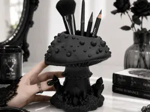 Goth Crystal Mushroom Brush Holder / Pen Holder