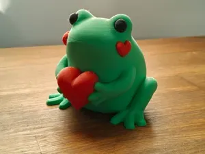 Cute Valentine's Frog Holding Red Heart