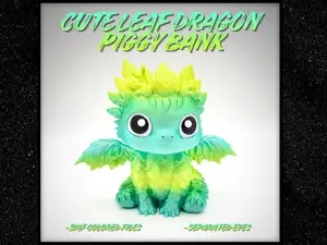 Cute Leaf Dragon Piggy Bank - separated Eyes
