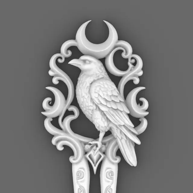 Goth Raven Moon Hair Fork — Image 4 of 7