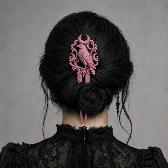 Goth Raven Moon Hair Fork — Image 2 of 7