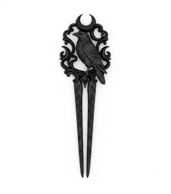 Goth Raven Moon Hair Fork — Image 3 of 7