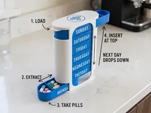 Ultimate Weekly Pill Organizer & Dispenser Gravity