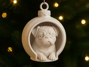 Cute Pug dog in Christmas Bauble! Amazing