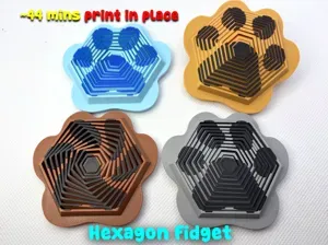 Paw Print Hexagon Fidget Toy (Print in Place)