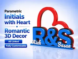Parametric Initials with Heart – Romantic 3D Decor