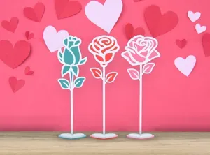 Valentine's Day - Flowers - 3 Flower Set With Stand