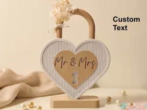 Elegant Wedding Heart Lock - Customizable Stand