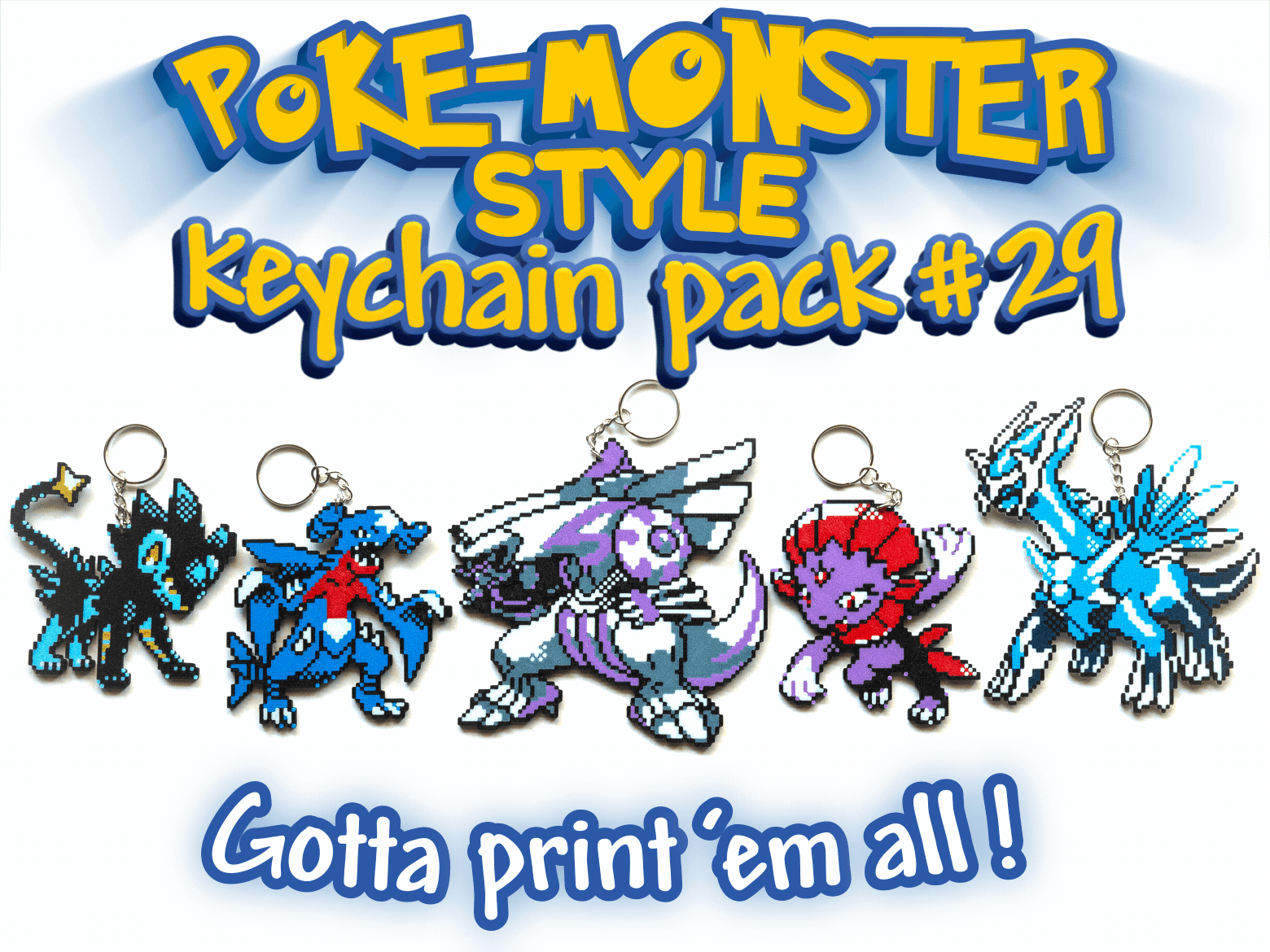 Poke-monster Keychain Pack #29 - Dialga, Palkia