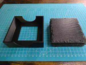Square coaster holder x4 10cm Slate coasters