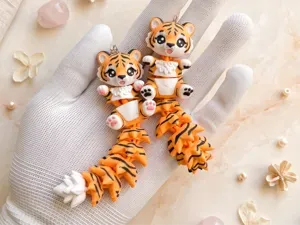 Fluffy Tails Cute Flexi Tiger Cub - Toy / Keychain
