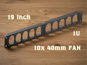 19" Rack 1U 10x 40mm fan panel, reinforced