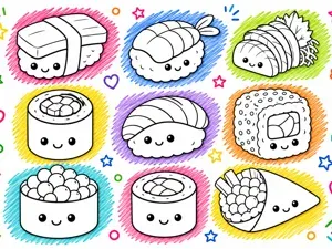 Sushis para colorear para los peques de la casa!