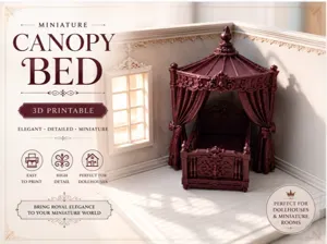 Victorian Canopy Bed – Dollhouse Bedroom Furniture