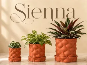 Sienna – Sculpted Teardrop Planter w Matching Tray