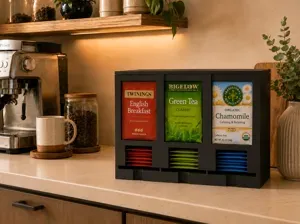 Modern 3-Compartment Tea Bag Dispenser & Organizer