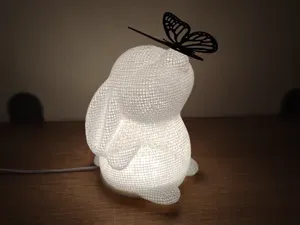 Rabbit lamp with butterfly for LED lamp set