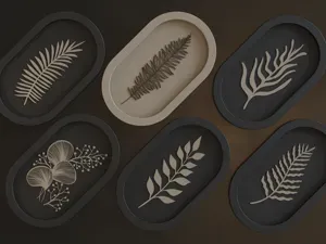 Japandi Leaf Wall Art – Organic Oval Relief Series