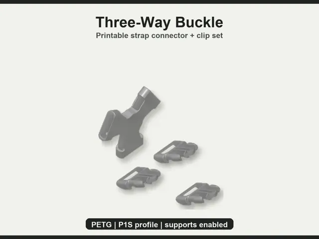 Three-Way Buckle - Strap Connector 3MF