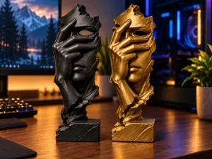 Hidden Face – Abstract Hand & Face Bust Sculpture