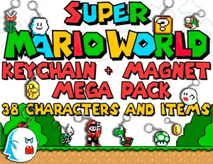 Super Mario World KeyChain and Magnet Mega Pack