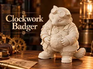 Clockwork Badger | Cute Desk & Shelf Decor