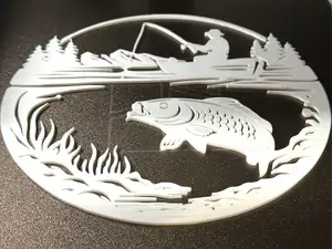 Carp Fishing Scene Wall Art - Circle Design
