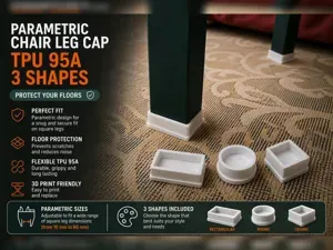 Parametric Chair Leg Cap – TPU 95A | 3 Shapes