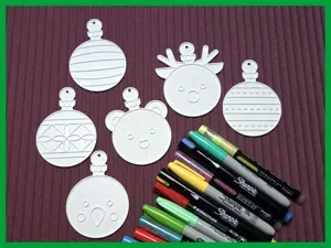Cute Christmas Tree Ornament Coloring Hanger Pack