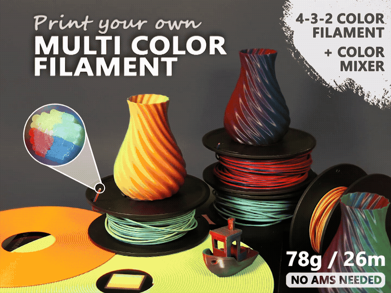 Multi Color Filament - 80g 4/3/2-Colors and Mixer