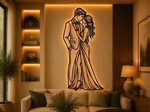 Romantic Couple Silhouette 2D Wall Art