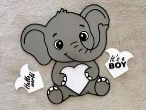 Cute Baby Elephant Milestone Sign with Plaques