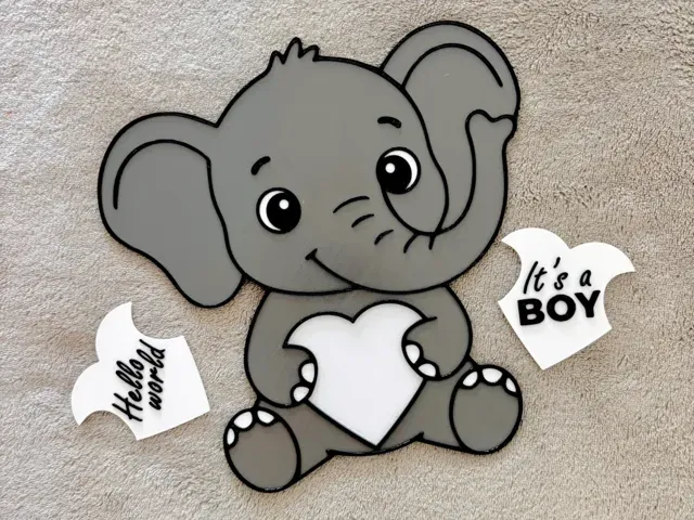 Cute Baby Elephant Milestone Sign with Plaques