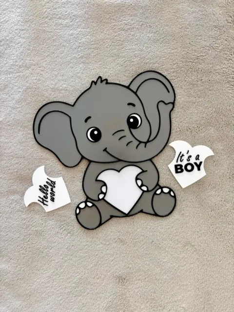 Cute Baby Elephant Milestone Sign with Plaques — Фото 4 из 6