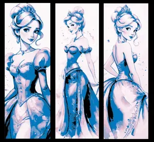 Fan Art Set of 3 Bookmarks - Disney Princess Cinderella portrait dressed for the Ball