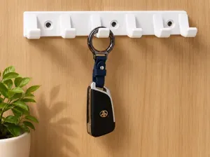 Wall-Mounted Key Holder Rack – 6 Hooks Organizer