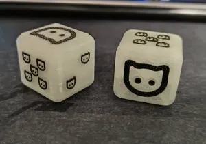 Playing dice with cat faces